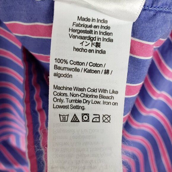 J Crew Maternity Button Up Shirt Blue Stripe Cotton Poplin Relaxed Fit Size 2 - Picture 8 of 9